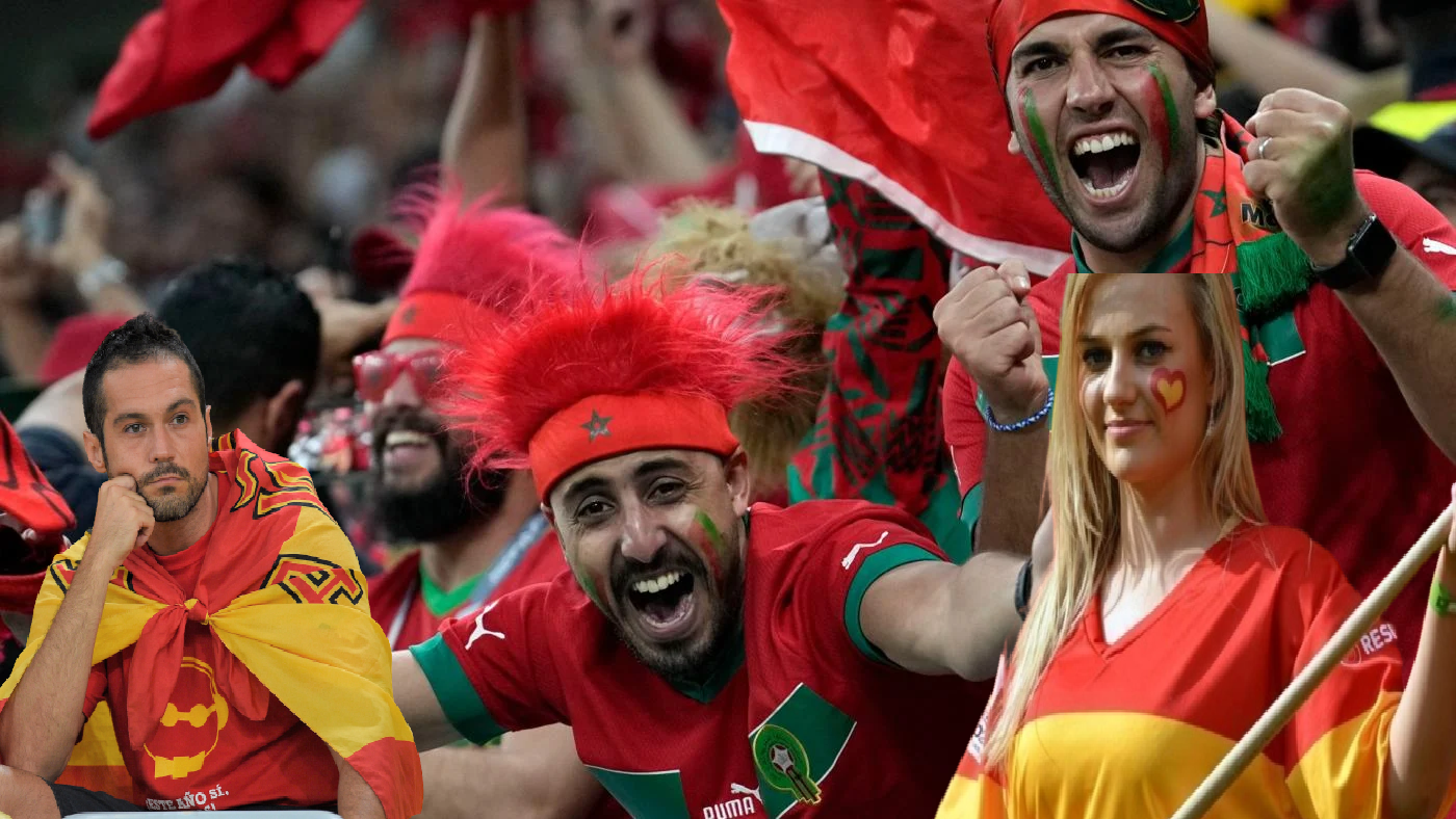 الجماهير الإسبانية تفاجئ الجماهير المغربية قبل مباراة البرتغال