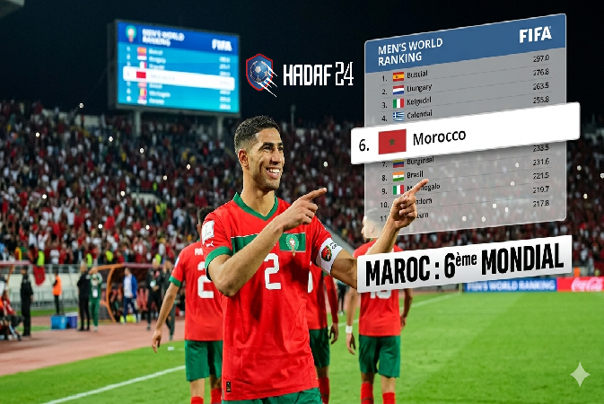 المنتخب المغربي يحتل المركز السادس عالميا